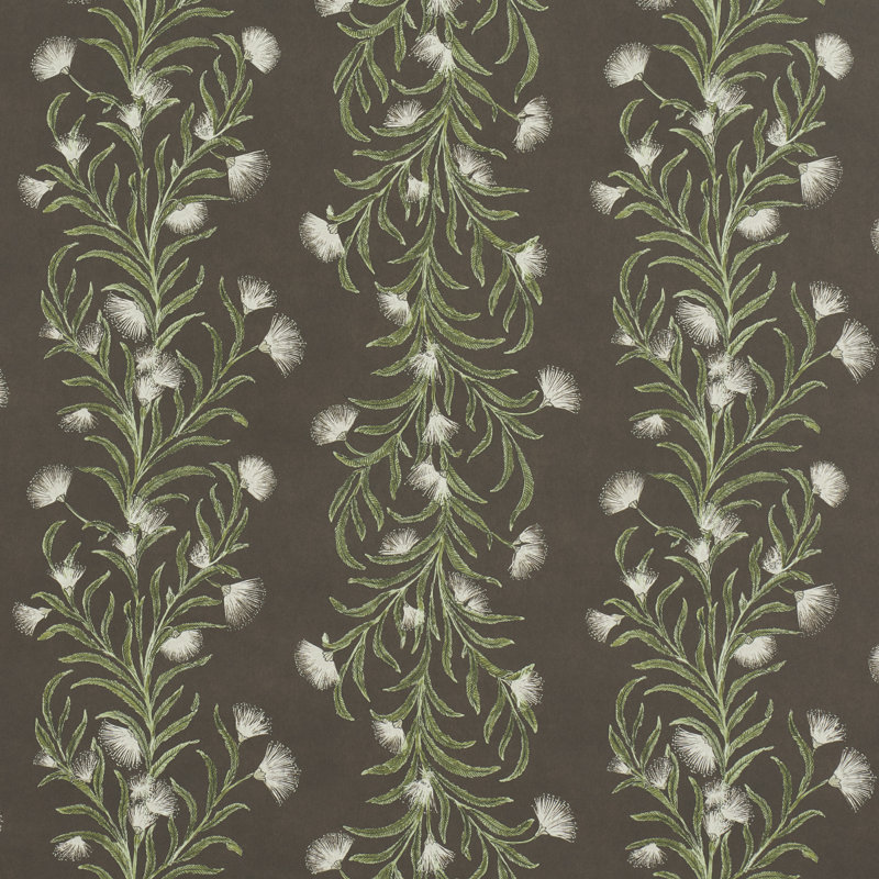 Schumacher x Celerie Kemble Tasmanian Mimosa Wallpaper, Brown/Green