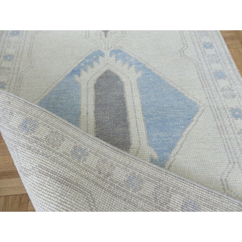 Tapis oriental turc Oushak ivoire noué à la main 3 x 16 C44A9EB50FDD4AE29BEF6E59CD76D736