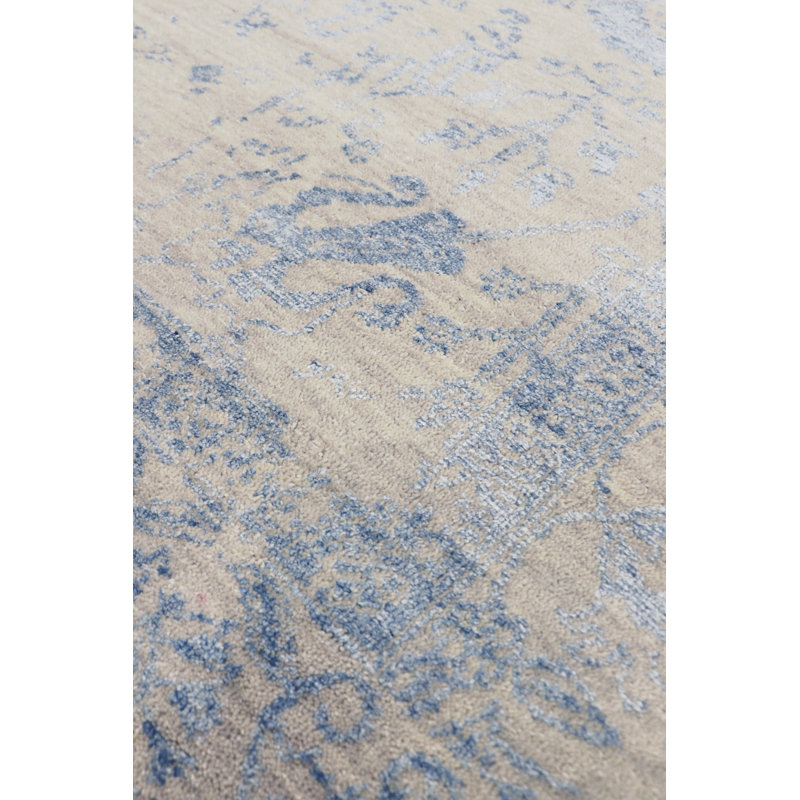 Transitional Silver/L. Blue Area Rug