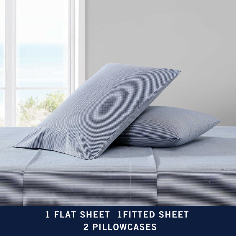 Ensemble de draps en percale de coton 200 fils Bradford, Ensemble de draps pour lit simple TG avec 1 taie d