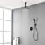 Système de douche de plafond de 12 pouces avec ensemble de robinet de douche à poignée simple avec douchette à main Ensemble de garniture de douche à haute pression en laiton moderne avec valve brute-116242728