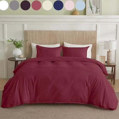 Housse de couette simple Simply Clean - simple bourgogne, peau - pour un sommeil confortable, mélange, coutures renforcées, sans boulochage, tailles multiples, tissu doux pour lit simple teint à base de plantes, enveloppement en nuage, effilochage, résiste