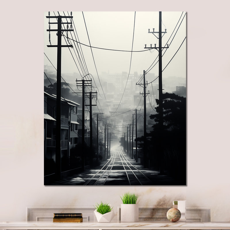 «Silver Streaks Power Lines Fog I» sur, H 20 po x l 12 po x P 1 po