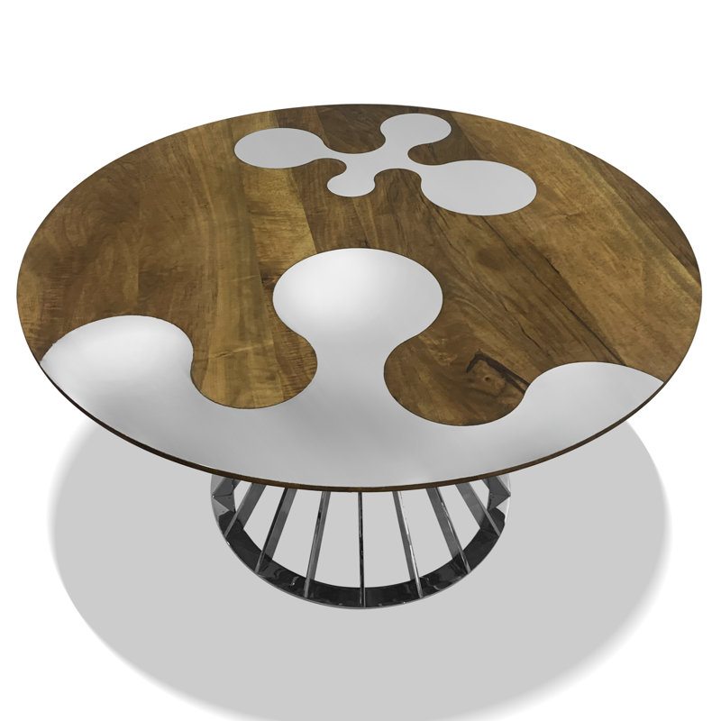 Hermione Round Walnut Wood Dining Table, 83.9" W x 83.9" L