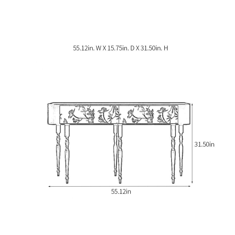 Console Retro Art, H 31,5 po x l 55,12 po x P 15,75 po