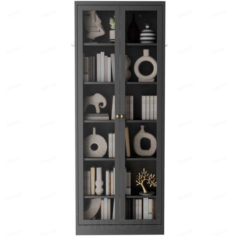 Armoire de cuisine en métal - 72 po de hauteur avec 5 tablettes réglables, armoire autoportante noire pour cuisine / garde-manger / salle de bain