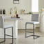 Tabourets de bar en tissu gris clair avec structure en métal noir - ensemble de 2 îlots de cuisine confortables, salon, sièges de pub | Idée de cadeau-575294212