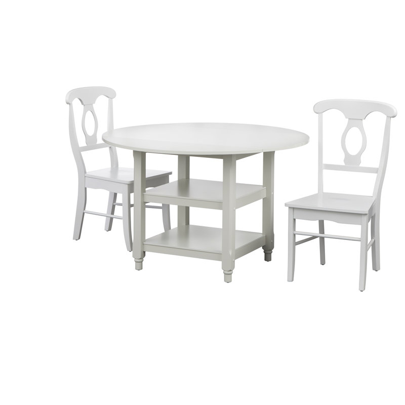 Ensemble de salle à manger rond Napoli, Blanc, 3 pièces: table, 2 chaises