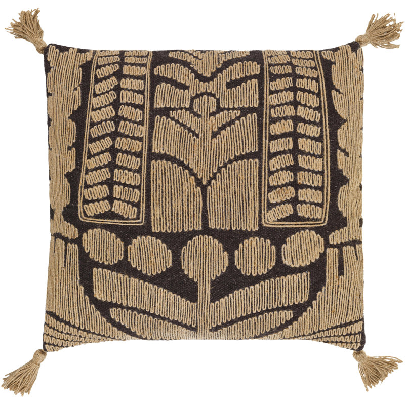 Desert Tan Cotton and Jute 20" Square Throw Pillow