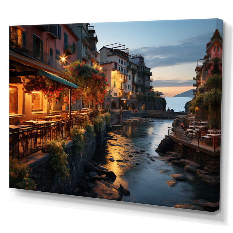 Beige Italy Cinque Terre II - Italy Canvas Art Print, Toile tendue, H 16 po x l 32 po x P 1 po