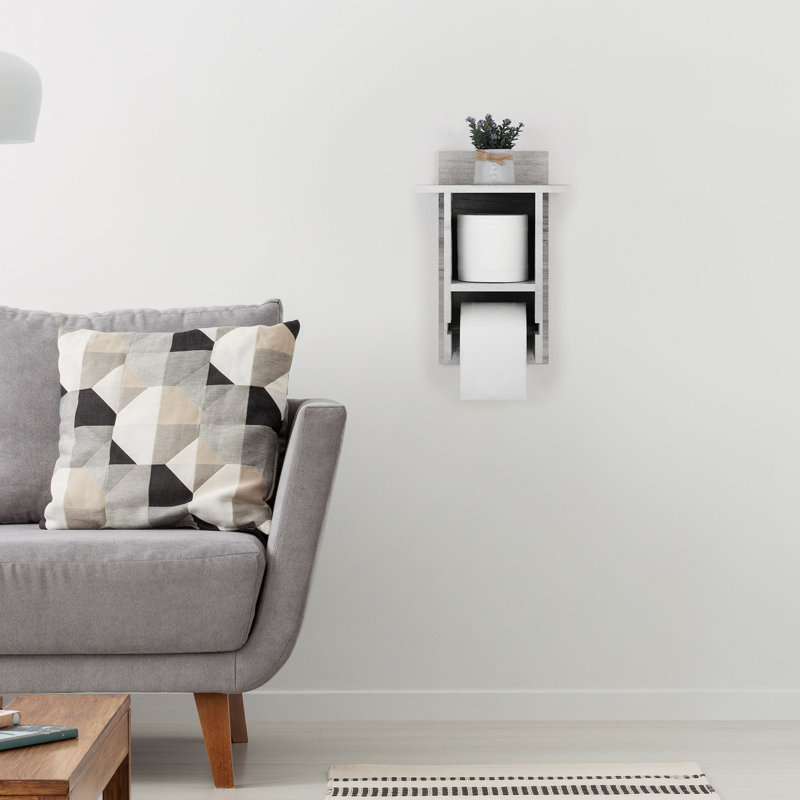 Porte-papier hygiénique mural en bois, Blanc rustique