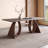 Brown Rectangular Sintered Stone + Solid wood Curved Dining Table Dining Table-331531753