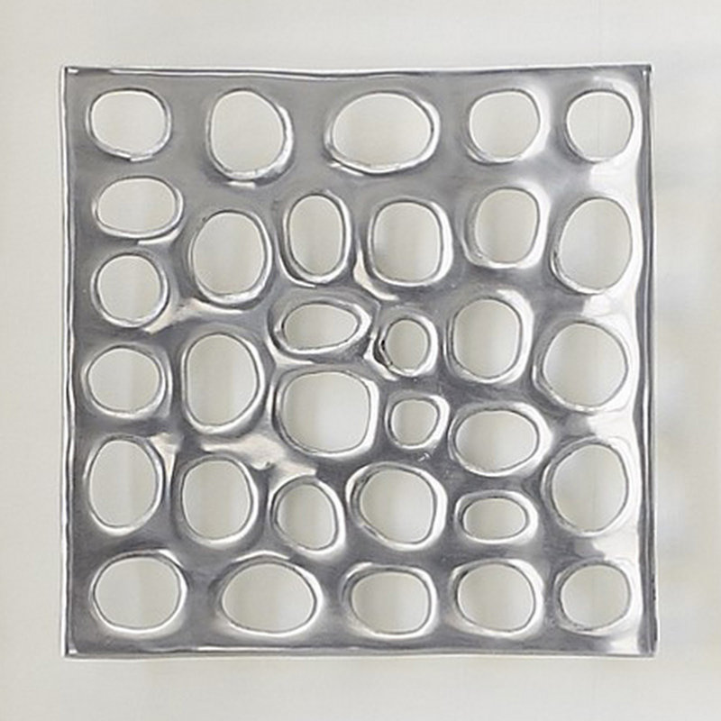 Silver Contemporary Polka Dot Metal Wall Tile