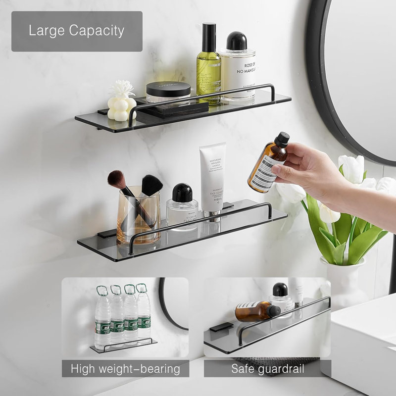 Tablette en verre de salle de bain