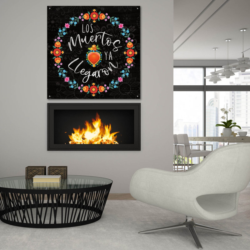 «Dia De Los Muertos 4» par Danhui Nai, art mural en verre acrylique, H 36 po x l 36 po x P 0,2 po