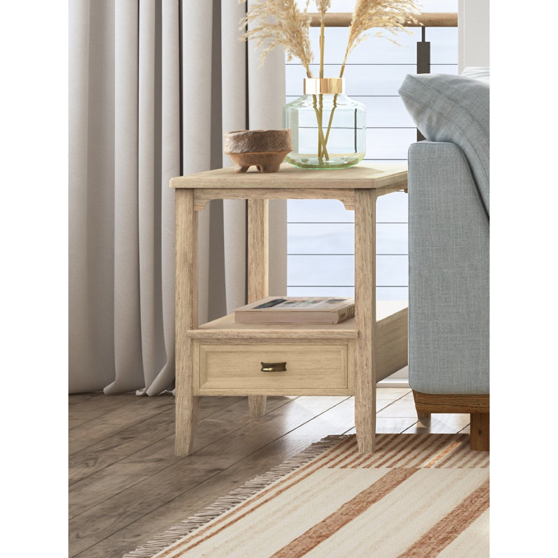 Euguene Textured Wood End Table, 24" H x 18" W x 24" D