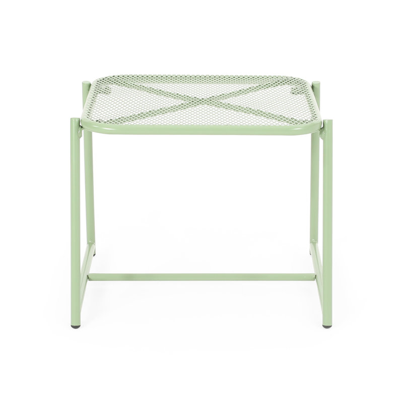 Table d'appoint en fer 15,5 po H, moderne avec ornement en maille, l 19,84 po x P 17,54 po, H 7,63 po