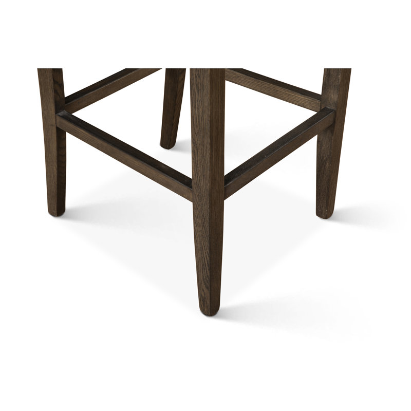 Aven Counter Chair In Black Leather With Dark Legs, Leather-Black
