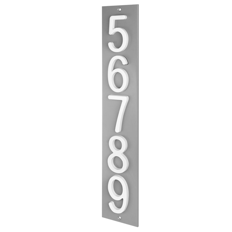 Plaque d'adresse verticale en aluminium Royal Shade, Blanc, Gris, Oui