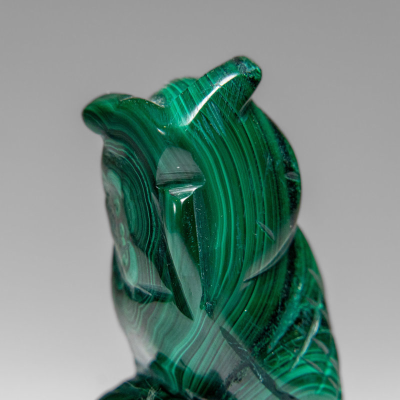 Genuine Polished Malachite Owl Carving (149.3 Grams)