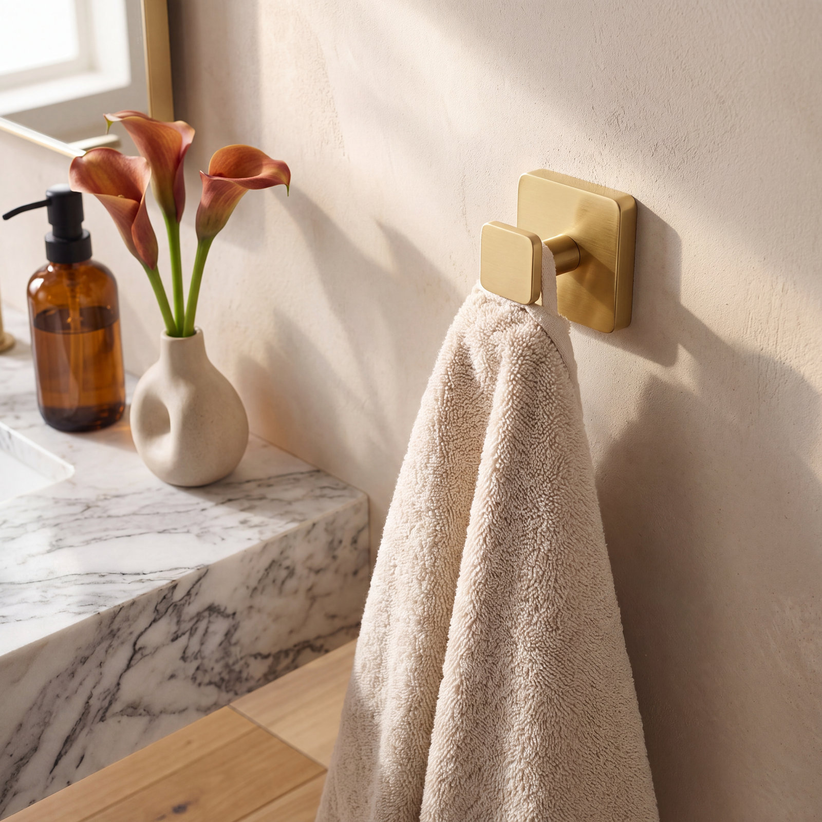 Blaze Wall-Mounted Robe Hook, Brushed Brass