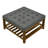 Upholstered  34.25"Square Coffee Table with Beech Wood Shelf and Frame-1281797763
