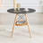 31.5-Inch Diameter Circular Dining Table, Black MDF Vacuum Formed Tabletop,  Wood Legs, With Suspended Woven Storage Basket Structure. A Casual Coffee Table Suitable For 2-4 People.-1562439552