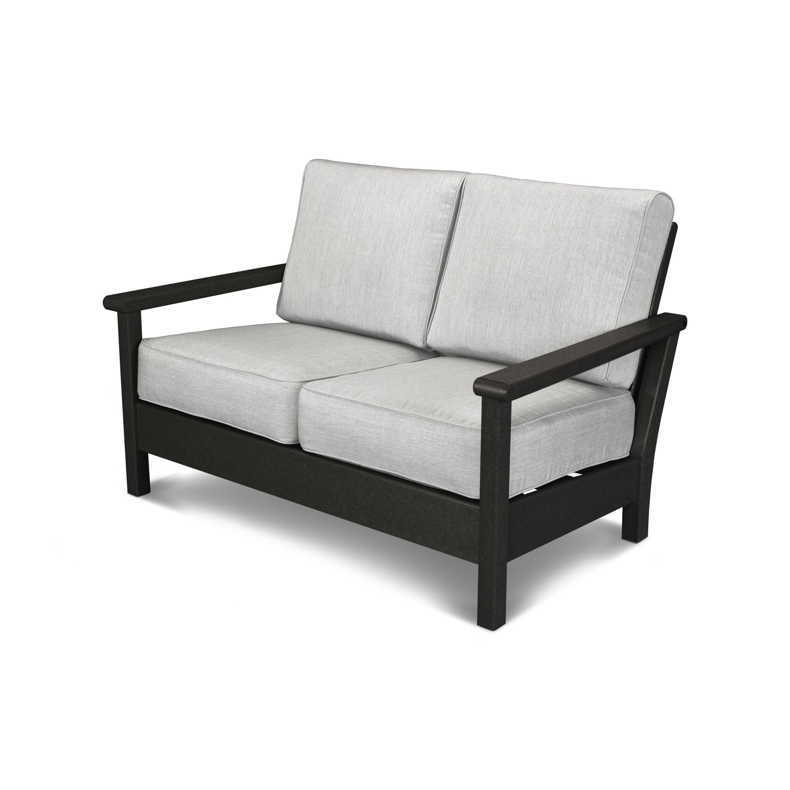 POLYWOOD® Harbour 52" Patio Loveseat, Granite, Black