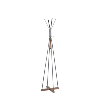 Reclaimed Wood And Metal Freestanding Coat Rack With Hooks Use In Bedroom, Living Room