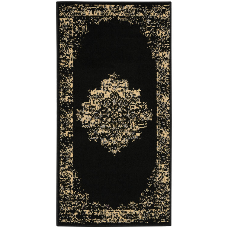 Burnie Oriental Black/Cream Area Rug