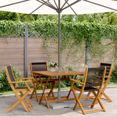 4 - Person Acacia Wood Patio Dining Set with Square Table