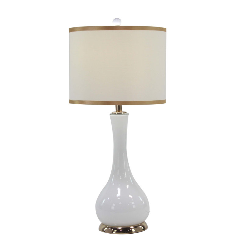 Calderone Metal White Table Lamp with Gold Accents Set