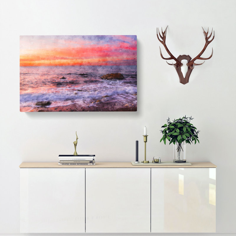 Beach In Spain - Wrapped Canvas Painting, 35cm H x 50cm W x 3cm D