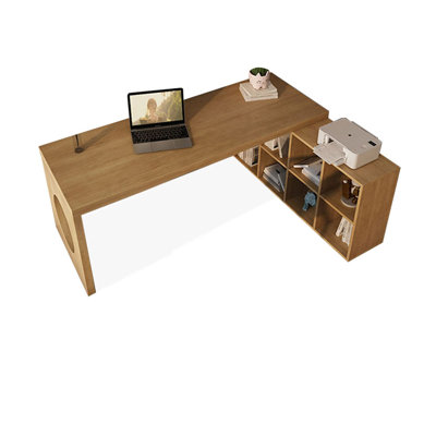 Bureaux en bois massif en L Burlywood