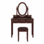 Ensemble de coiffeuse avec miroir ajustable, 5 tiroirs et tabouret moelleux Retro