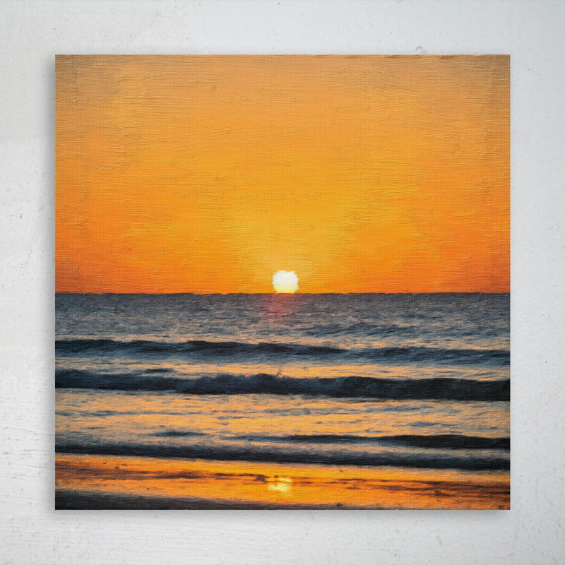 Coucher de soleil, reproduction d'art carré sur toile tendue 1 pièce, H 32 po x l 32 po