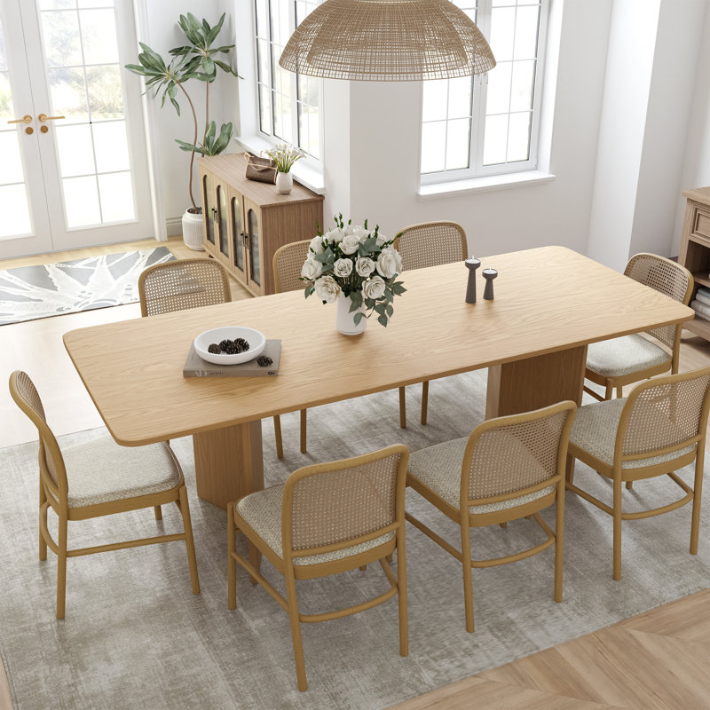 Chantai 33.5"W×30"H Wooden Dining Table, Natural Wood, 30"H x 79"L x 33.5"W