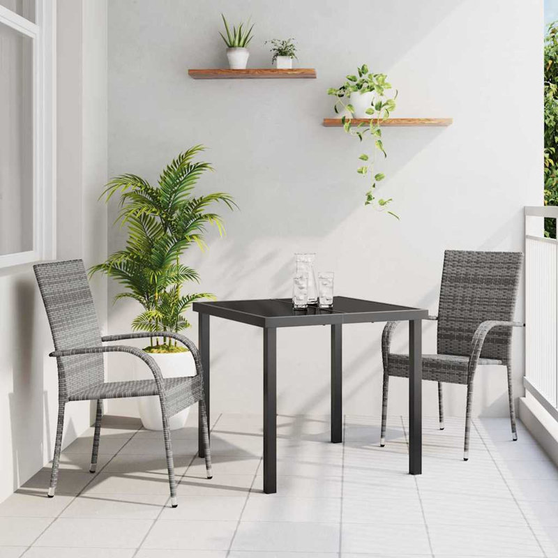 Patio Dining Set with, 73 cm H x 80 cm W x 80 cm D, 3, 2