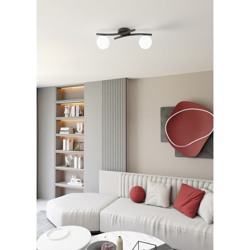 Davarius Flush Mount, Matte Black/Opal