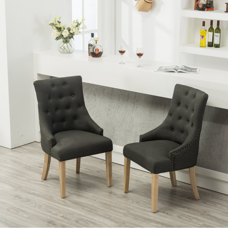 Authement 20'' H Tufted Upholstered Parsons Chair, Charcoal