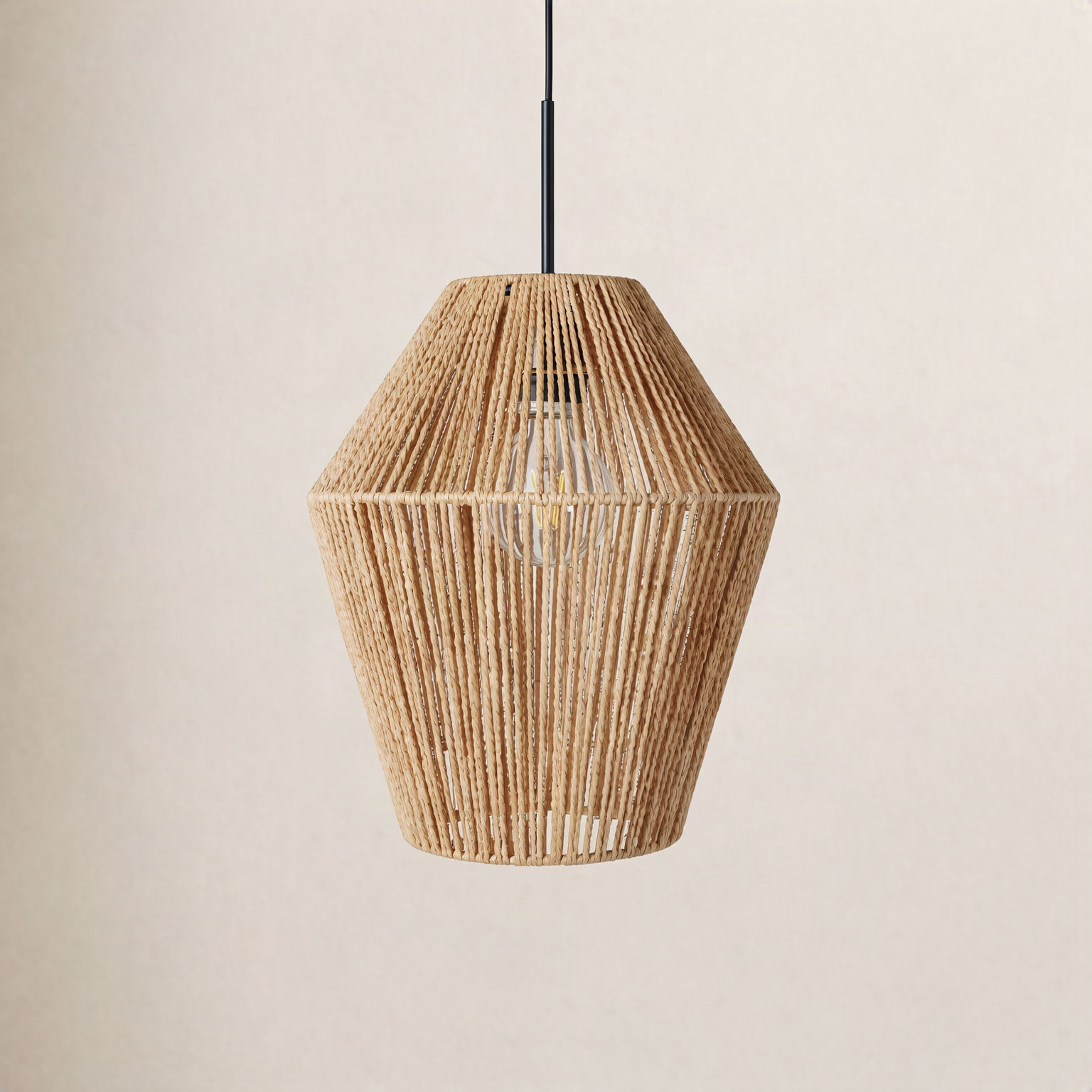 Medea Single Light Pendant, Beige, Beige