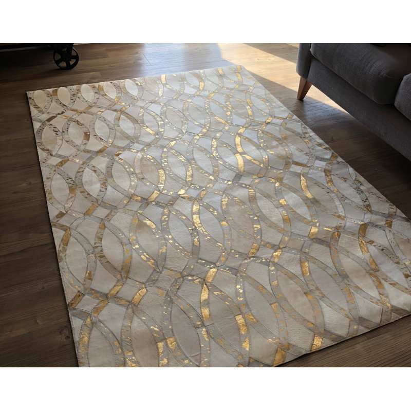 Mckinney Geometric Cowhide Hand Woven Area Rug, Rectangle 120 x 180cm