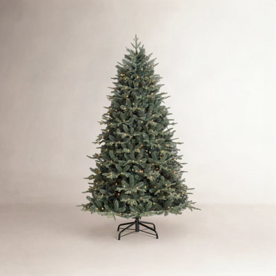 White 7' Pre-Lit Spruce Christmas Tree