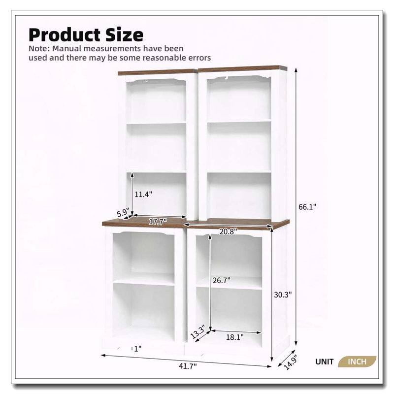 Élégante armoire autoportante deux pièces avec rangement entièrement ouvert, Blanc