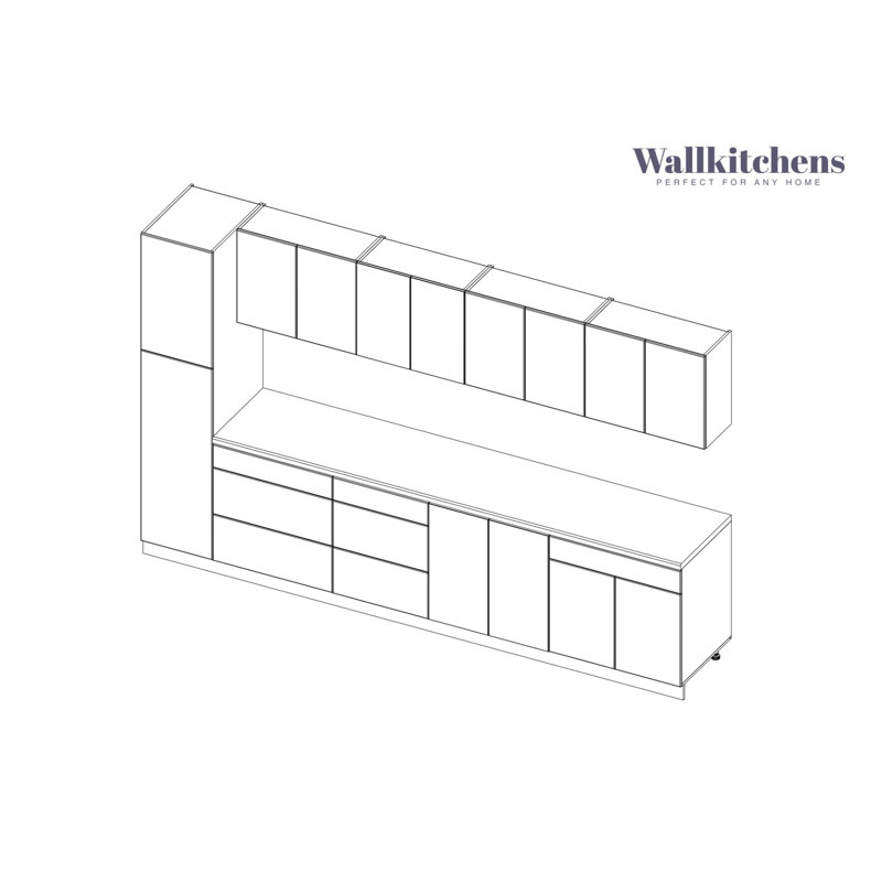 135'' W x 83'' H Medium Density Fiberboard (MDF) Ready-to-Assemble, Black Gloss