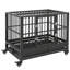 Cage pour chien 36 po en métal robuste avec roues verrouillables, porte double et plateau amovible, gris