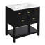 Ensemble de meuble-lavabo avec lavabo en céramique, ensemble de meuble-lavabo simple autoportant avec 5 tiroirs, armoire de rangement en bois massif-112897462