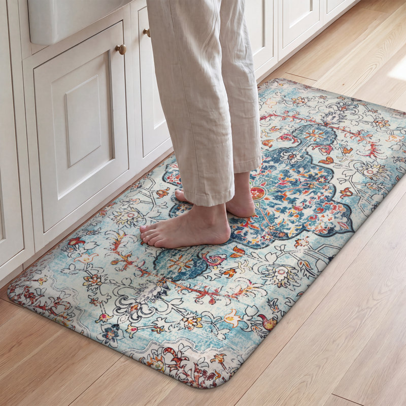 Tapis de cuisine antidérapant, Runner 20"Wx39"Lx0.79"H, Red/Beige/Blue