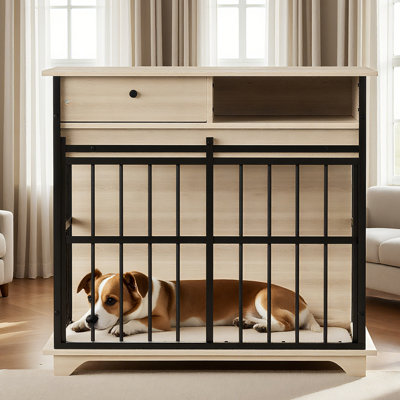 Dog Crate Furniture With Drawers-Sliding Door