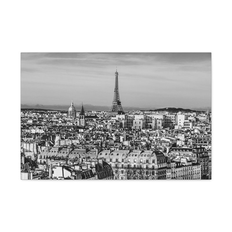Toile de Paris en noir et blanc, paysage urbain époustouflant, H 18 po x l 24 po